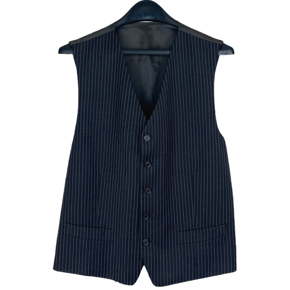 Hugo Boss 42R 100% Wool Sport COAT + VEST Blazer Jacket Striped 3Button Black - Picture 2 of 12